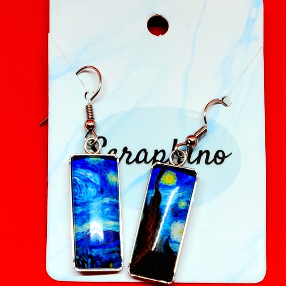 Van Gogh's Starry Night Dangle Earrings - Picture 1 of 2